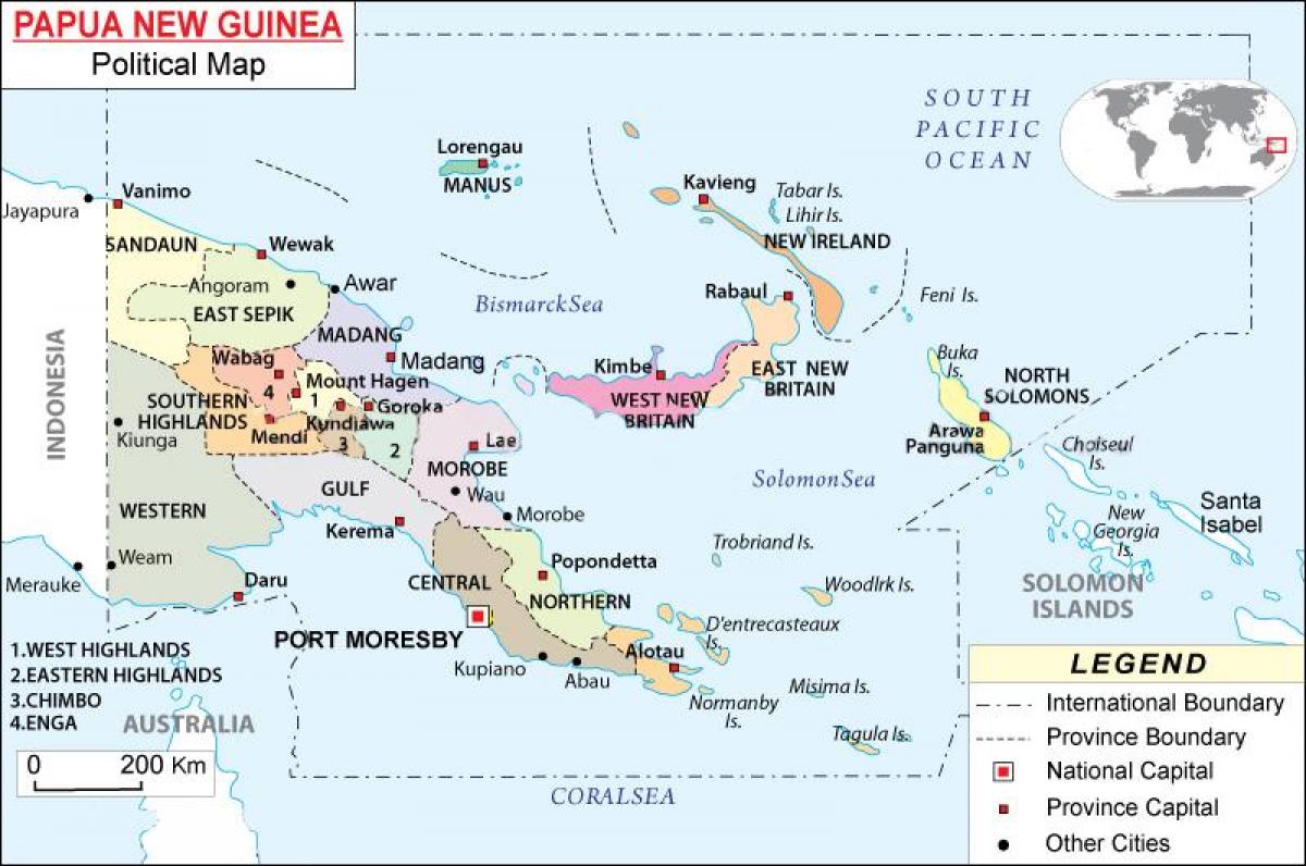 kart Papua-Yeni Qvineya, iller