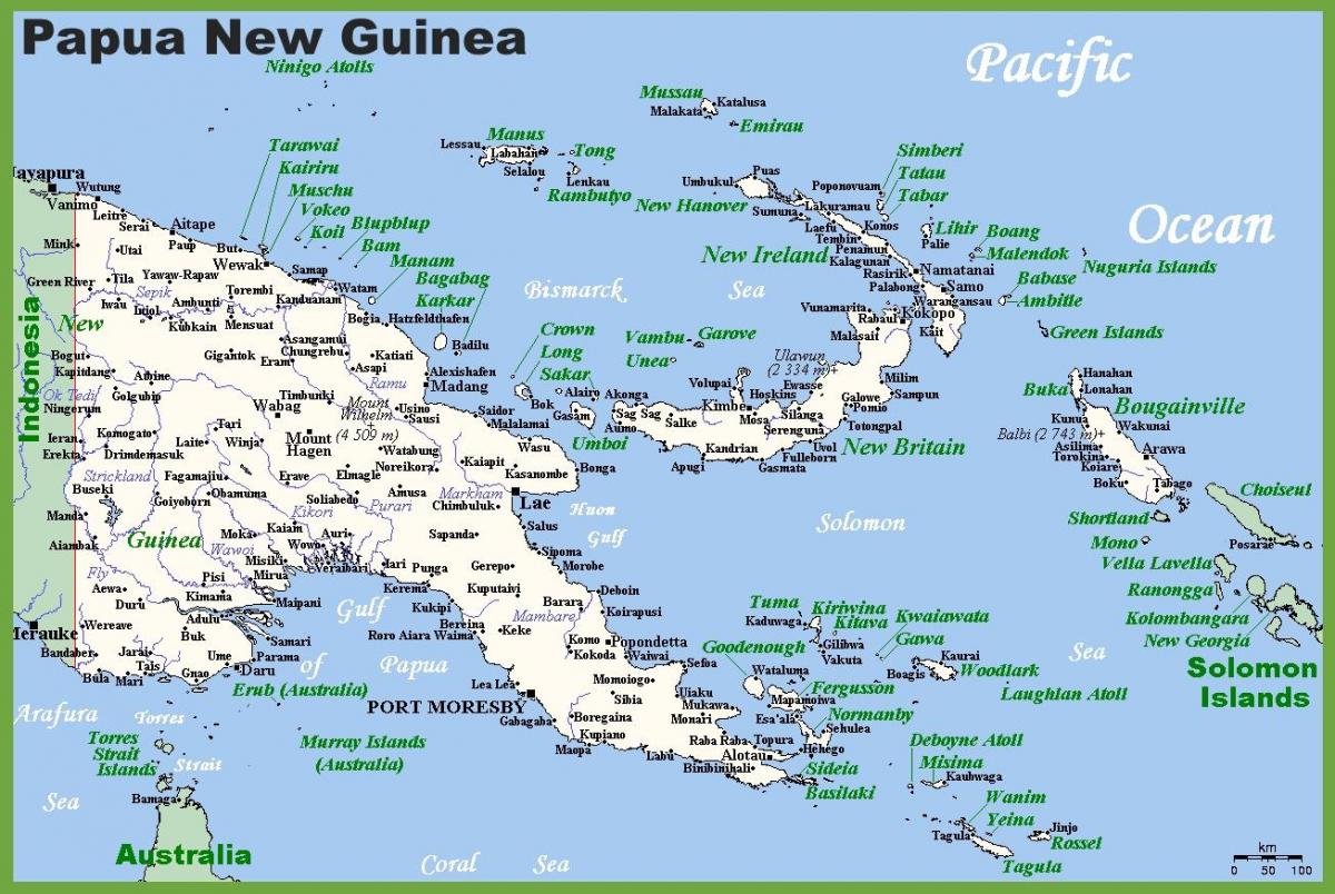 Papua-Yeni Qvineya xəritədə 